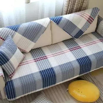 Хлопковые и льняные чехлы для диванов для гостиной, клетчатый полосатый диван, полотенце, чехол для дивана, современный минималистичный угловой чехол для сиденья 70x70cm 1pcs