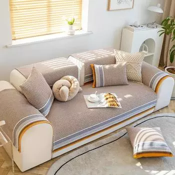 Хлопковые и льняные чехлы для диванов для гостиной, клетчатый полосатый диван, полотенце, чехол для дивана, современный минималистичный угловой чехол для сиденья 70x70cm 1pcs