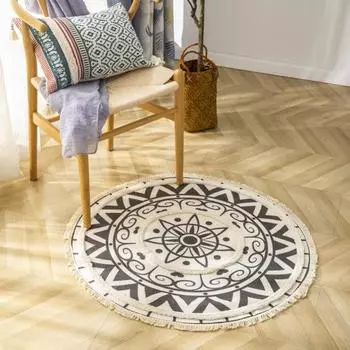 Хлопковые и льняные коврики с кисточками, простой коврик для спальни, дома, прикроватный ковер для гостиной, дивана, журнального столика, тафтинговые коврики для ног 92cm