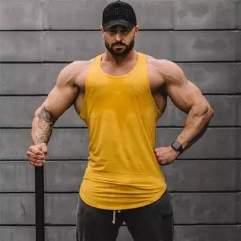 Хлопковые майки для бодибилдинга, мужские летние повседневные рубашки без рукавов, мужская майка для тренажерного зала и фитнеса, одежда-стрингер XXL чёрный