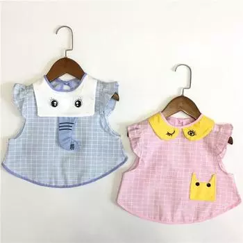 Хлопковые нагрудники для маленьких девочек со шнуровкой, противоскользящие халаты с трехмерным рисунком животных, водонепроницаемая одежда для ужина и кормления