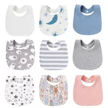 Хлопковые нагрудники для новорожденных с милым принтом, детское полотенце со слюной, сплошной цвет, ткань для отрыжки новорожденных для девочек и мальчиков, аксессуары для кормления Bunny