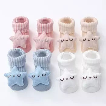 Хлопковые нескользящие носки с милым украшением в виде пентаграммы для младенцев, мягкие удобные прогулочные носки M