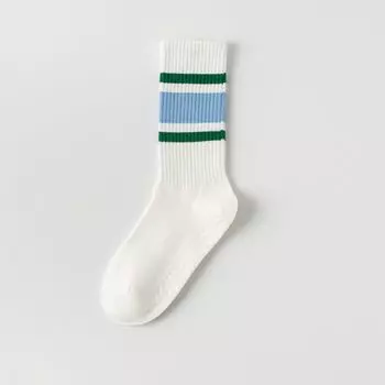 Хлопковые носки для йоги женские гольфы весна и осень нескользящие силиконовые фитнес пилатес профессиональные спортивные носки полосатые длинные носки 23171 dispensing yoga socks three bar wide blue