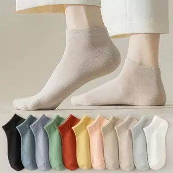 Хлопковые носки до щиколотки для женщин, дышащие, с низким вырезом, впитывающие влагу, дезодорирующие, впитывающие пот носки белый