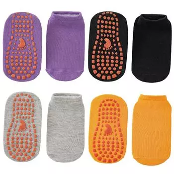 Хлопковые носки, дышащие, носки до щиколотки, нескользящие, однотонные, для занятий йогой, барре, пилатесом S-1-4Years серый