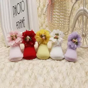 Хлопковые носки с бантом до щиколотки для малышей и девочек, обувь с носками принцессы и бантом для маленьких девочек красный