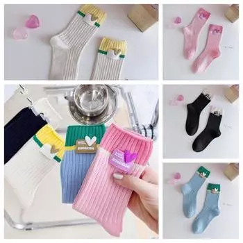 Хлопковые носки с двойной иглой, подходящие по цвету, повседневные носки Harajuku, модные носки для активного отдыха розовый
