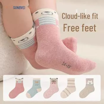 Хлопковые носки средней длины для девочек Xuwei на осень и зиму — стиль принцессы для детей и младенцев 1-3 years [Sock size 14-16 / Foot length 12-14cm]