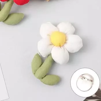 Хлопковые объемные броши-цветы для женщин Растительные лацканные значки белый