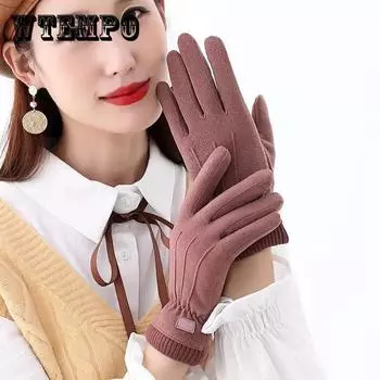 Хлопковые перчатки женские бархатные толстые теплые перчатки для верховой езды спортивные эластичные перчатки светло-розовый