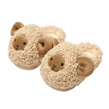Хлопковые плюшевые тапочки для маленьких девочек, зимние детские тапочки с овечьим мехом, домашняя домашняя обувь для мальчиков, детские тапочки 15