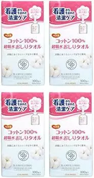 Хлопковые полотенца Habinurse, супервпитывающие, для ягодиц, 100 листов [Оптовая закупка] 100% [x4 шт.]