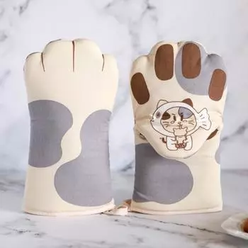 Хлопковые прихватки для духовки с когтями кошки, перчатки для духовки, защищающие от ожогов, держатель для миски, держатель для духовки, зажим для рук, кухонные принадлежности, прихватки, кухонные перчатки