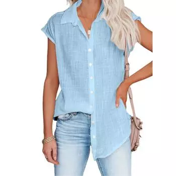 Хлопковые рубашки больших размеров, белые, розовые, белые, свободные блузки, однотонные, с отложным воротником на пуговицах, летние женские рубашки, женские топы S розовый