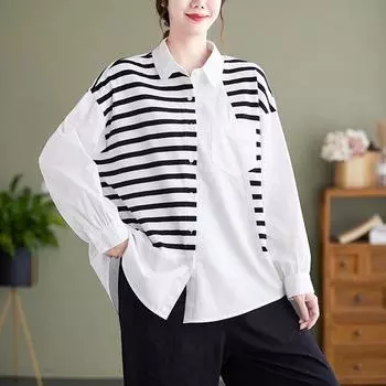 Хлопковые рубашки и блузки с длинными рукавами больших размеров, повседневные свободные топы на весну и лето, женская рубашка на пуговицах M белый
