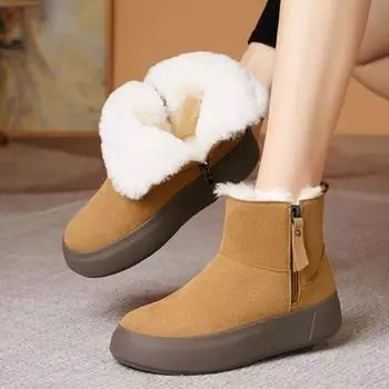 Хлопковые сапоги 2024 года, зимние новые хлопковые туфли большого размера с плоским дном, утолщенные и набитые, короткие сапоги для среднего и пожилого возраста, зимние сапоги 35