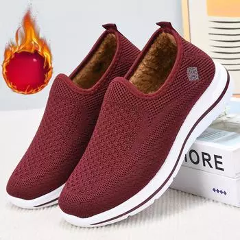 Хлопковые сапоги для мам среднего возраста, осенне-зимние теплые хлопковые туфли на флисовой подкладке с одной педалью 36