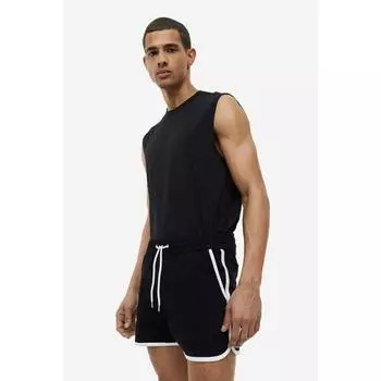 Хлопковые шорты HM Regular Fit, черный, белый 1146555001