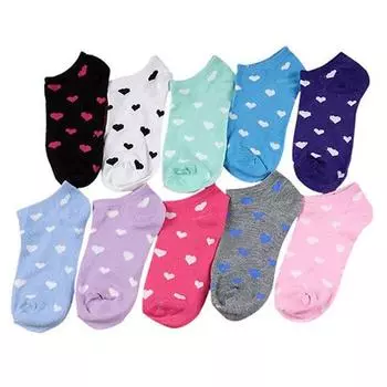 Хлопковые спортивные носки ярких цветов весна осень зима короткие мягкие носки лодочки с узором в виде сердца разноцветный