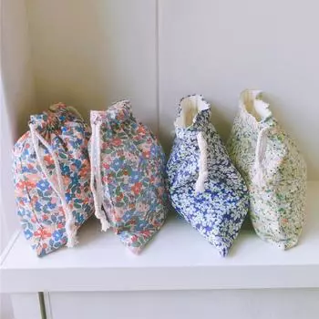 Хлопковые сумки с цветочным принтом, женская косметическая губная помада, сумка-органайзер для туалетных принадлежностей, портативная дорожная сумка для стирки и хранения