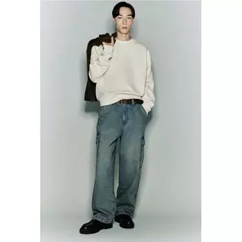 Хлопковые свитера HM, свободный крой, кремовый XS