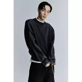 Хлопковые свитера HM, свободный крой, винтажный черный XXL