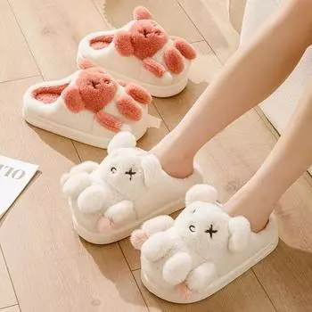 Хлопковые тапочки для девочек, милые тапочки с героями мультфильмов, осень и зима 36-37 розовый