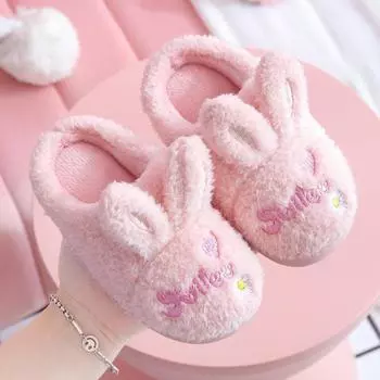 Хлопковые тапочки для девочек, милые тапочки с героями мультфильмов, осень и зима 24-25 розовый