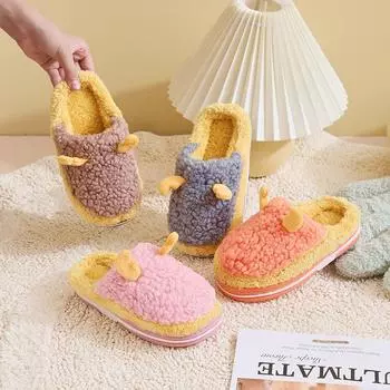 Хлопковые тапочки для девочек, милые тапочки с героями мультфильмов, осень и зима 28-29 фиолетовый