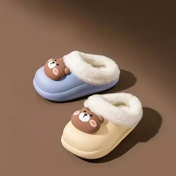 Хлопковые тапочки для девочек, милые тапочки с героями мультфильмов, осень и зима size 23