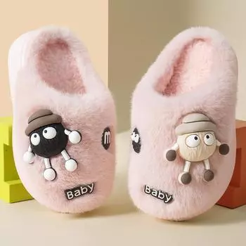 Хлопковые тапочки для девочек, милые тапочки с героями мультфильмов, осень и зима 24-25 кофейный