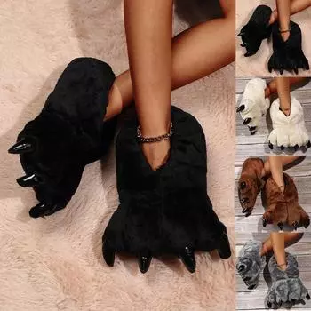 Хлопковые тапочки для любителей теплой обуви, мужские и женские домашние плюшевые тапочки One Size чёрный