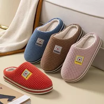 Хлопковые тапочки для мужчин и женщин с утолщенной мягкой подошвой, осенне-зимние холодные и теплые домашние нескользящие модели для пар 40 синий