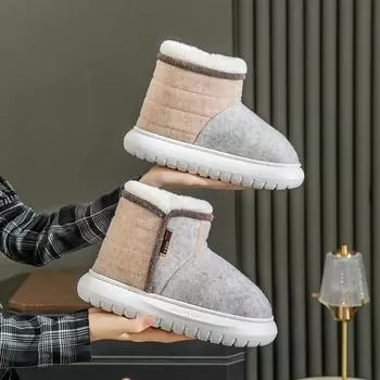 Хлопковые тапочки для женщин дома зимой с плюшевыми противоскользящими сумками и хлопковыми каблуками, теплые зимние сапоги на толстой подошве для ношения на улице 39 розовый