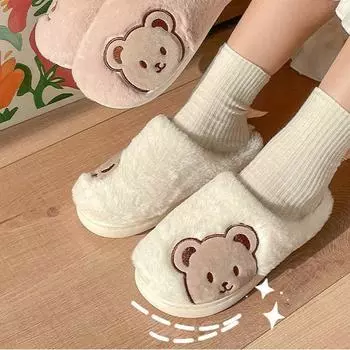 Хлопковые тапочки для женщин на весну и осень, подходят для зимней жизни, нескользящие для дома, теплые и удобные для зимних пушистых мужчин 36-37 белый