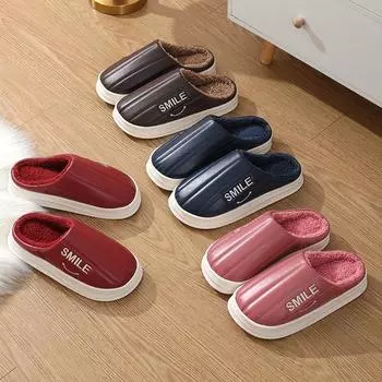 Хлопковые тапочки для женщин зимой, толстая подошва для тепла и парные тапочки, противоскользящие мужские хлопковые тапочки большого размера зимой 36-37
