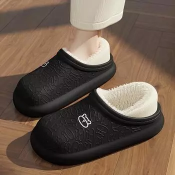 Хлопковые тапочки Little Bear, новые популярные женские домашние плюшевые милые водонепроницаемые и противоскользящие плюшевые тапочки на толстой подошве 35-36 бежевый