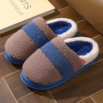 Хлопковые тапочки мужские, лежачие, теплые, нескользящие, осенне-зимние, для дома, толстые, с плоской подошвой, плюшевые, мужские, парные, Fallow Slippers 36-37 темно-синий