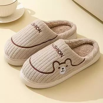 Хлопковые тапочки мужские осенне-зимние на каблуке для дома и дома, теплые, на толстой подошве, нескользящие, из шерсти и хлопка, женские 36-37