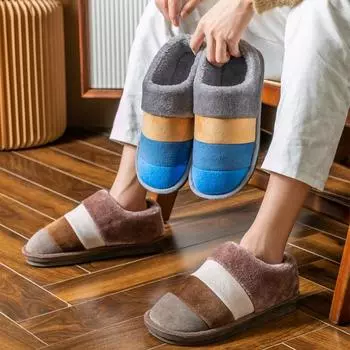 Хлопковые тапочки мужские сумки и зимние домашние теплые толстые нескользящие домашние тапочки для волос зимние все включено домашние женские 37-38 темно-коричневого