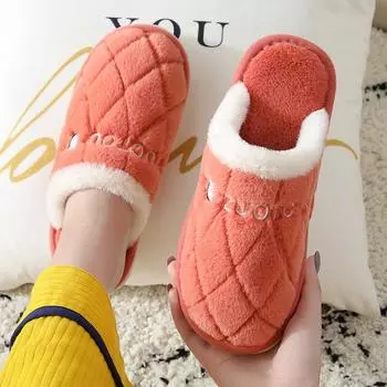 Хлопковые тапочки мужские зимние домашние теплые нескользящие износостойкие мягкие тапочки для пары волос женские осенне-зимние 36-37 жёлтый