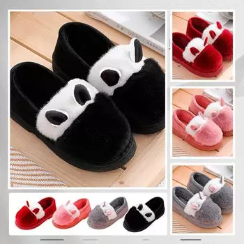 Хлопковые тапочки на каблуке с овечьими ушками и кроличьей шерстью, зимние сапоги, женская обувь 38 чёрный