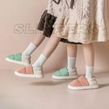 Хлопковые тапочки с толстой подошвой, противоскользящие, плюшевые и удобные 36-37