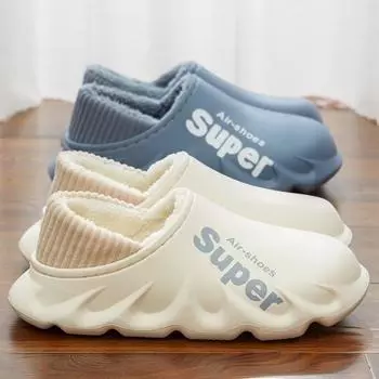 Хлопковые тапочки Step on Poop для женщин, зимняя сумка с бархатным каблуком, теплые домашние тапочки на толстой подошве, водонепроницаемые, для беременных, хлопковые туфли для мужчин 36 белый