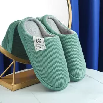 Хлопковые тапочки женские домашние с толстой подошвой зимние теплые для дома в помещении для пары осенние и зимние тапочки мужские 36-37