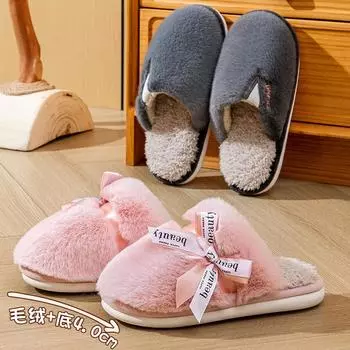Хлопковые тапочки женские осень-зима 2024 домашние теплые роды пара милые плюшевые тапочки домашние зимние мужские 42/43 yards серый