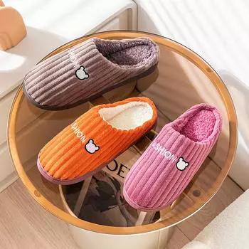 Хлопковые тапочки женские осенне-зимние домашние комнатные с толстой подошвой теплые нескользящие домашние пара милые плюшевые хлопковые тапочки мужские зимние модели 40-41 (one size smaller) серый