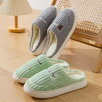 Хлопковые тапочки женские осенне-зимние домашние тапочки для пары, теплые хлопковые нескользящие плюшевые мужские зимние тапочки из хлопка 40-41 (one size smaller)