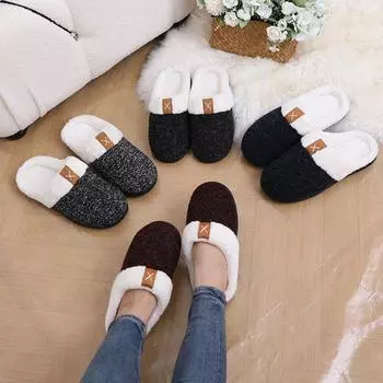 Хлопковые тапочки женские осенне-зимние домашние теплые домашние плюшевые мужские родильные хлопковые швабры 36-37